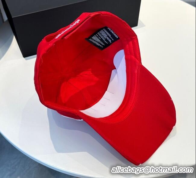 Good Product Balenciaga Canvas Baseball Hat 0617 Red 2025