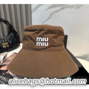 Luxury Discount Miu Miu Canvas Bucket Hat 0617 Brown 2025