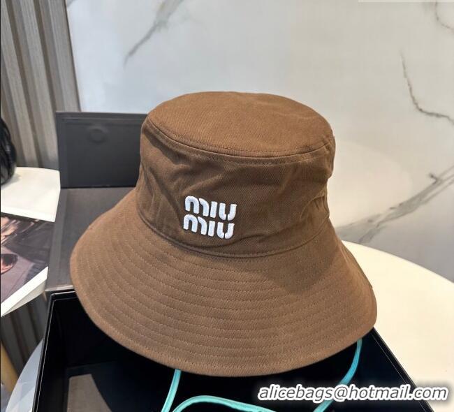 Luxury Discount Miu Miu Canvas Bucket Hat 0617 Brown 2025
