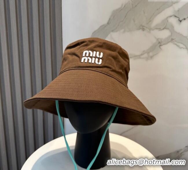 Luxury Discount Miu Miu Canvas Bucket Hat 0617 Brown 2025