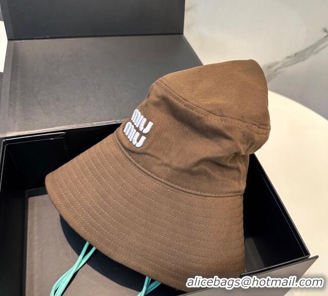 Luxury Discount Miu Miu Canvas Bucket Hat 0617 Brown 2025