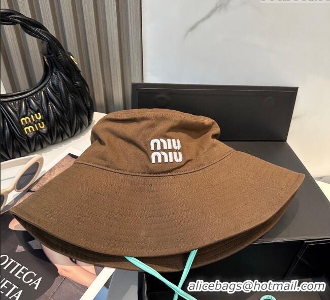 Luxury Discount Miu Miu Canvas Bucket Hat 0617 Brown 2025
