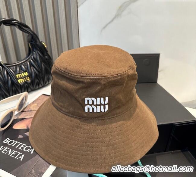 Luxury Discount Miu Miu Canvas Bucket Hat 0617 Brown 2025