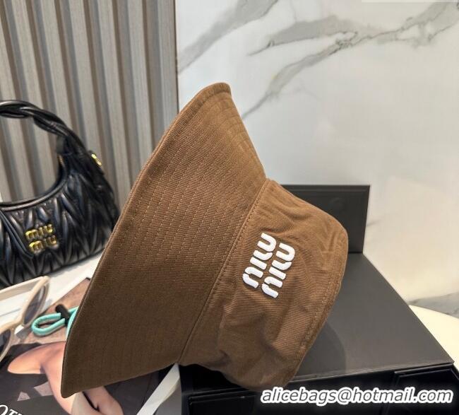 Luxury Discount Miu Miu Canvas Bucket Hat 0617 Brown 2025