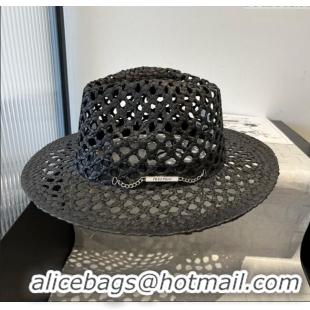 Good Taste Miu Miu Straw Wide Brim Hat 0617 Black 2025