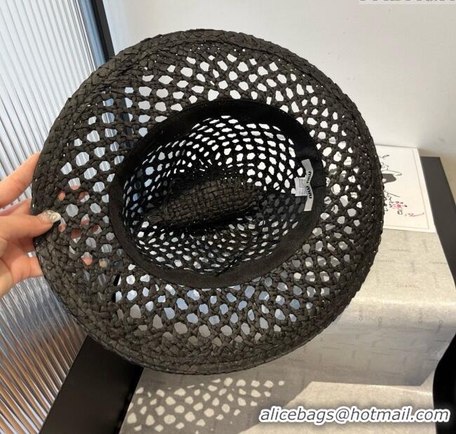 Good Taste Miu Miu Straw Wide Brim Hat 0617 Black 2025