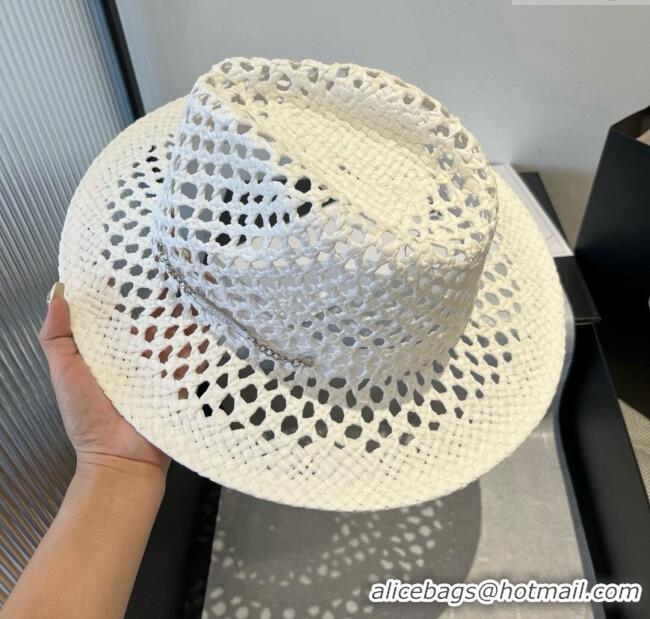 Low Cost Miu Miu Straw Wide Brim Hat 0617 White 2025
