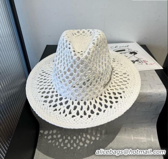 Low Cost Miu Miu Straw Wide Brim Hat 0617 White 2025