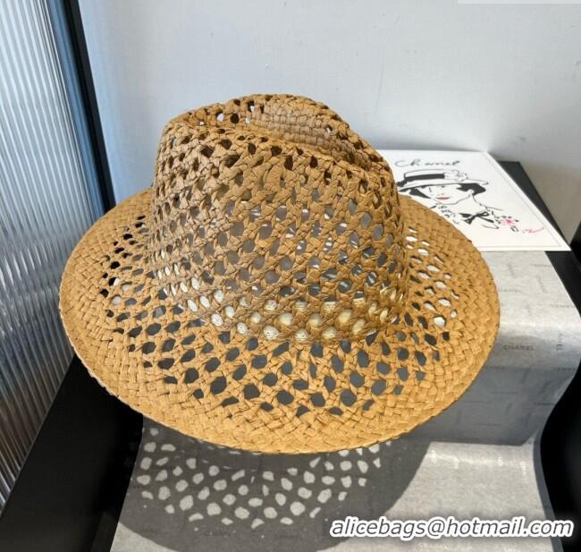 Top Design Miu Miu Straw Wide Brim Hat 0617 Khaki 2025