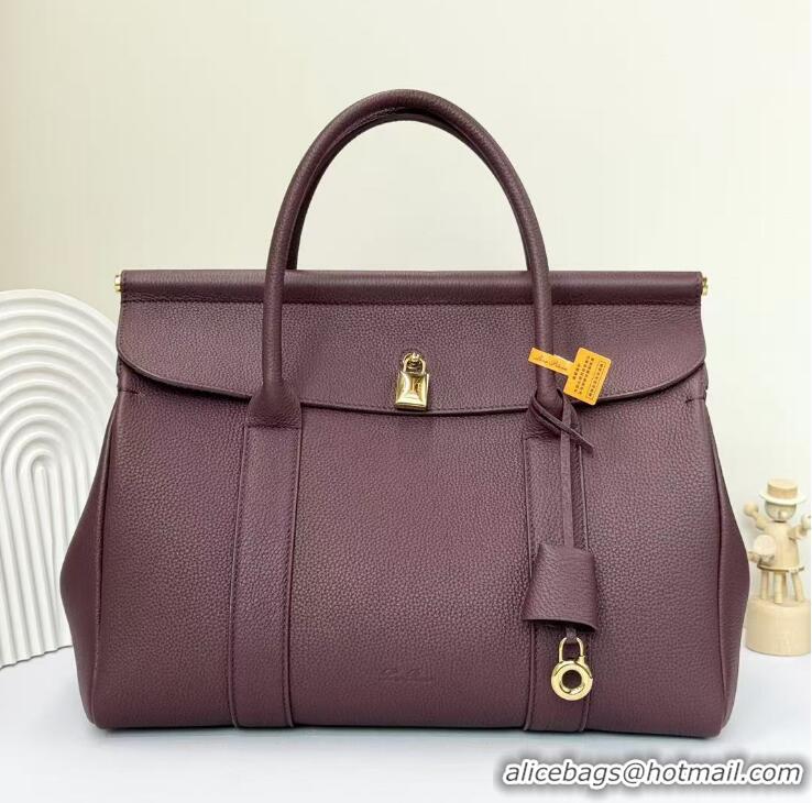 Top Quality Loro Piana Loom Bag L32 Fine Grained Leather Bag L5040 Burgundy