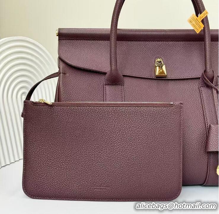 Top Quality Loro Piana Loom Bag L32 Fine Grained Leather Bag L5040 Burgundy