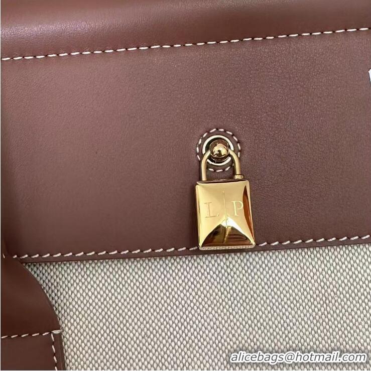 Best Product Loro Piana Loom Bag 32 Canvas Top Handle Bag L5040 Natural Caramel