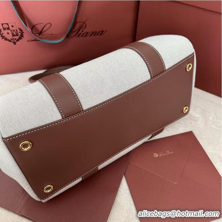 Best Product Loro Piana Loom Bag 32 Canvas Top Handle Bag L5040 Natural Caramel