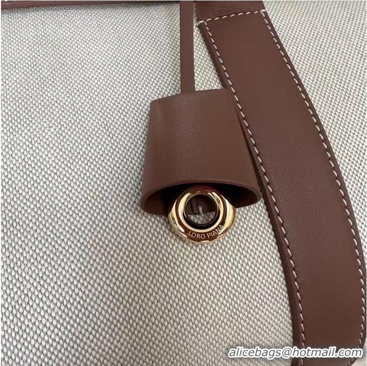 Best Product Loro Piana Loom Bag 32 Canvas Top Handle Bag L5040 Natural Caramel