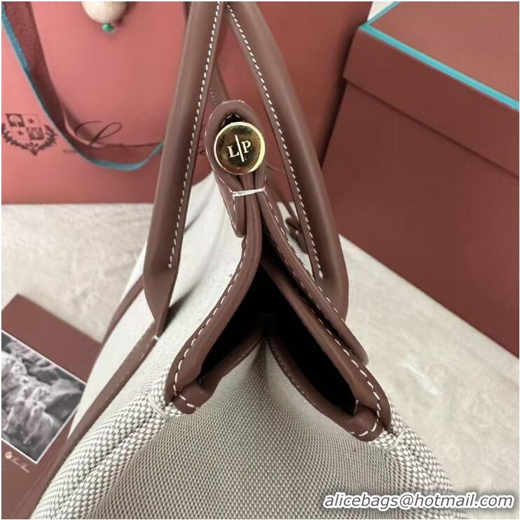 Best Product Loro Piana Loom Bag 32 Canvas Top Handle Bag L5040 Natural Caramel