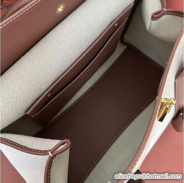 Best Product Loro Piana Loom Bag 32 Canvas Top Handle Bag L5040 Natural Caramel