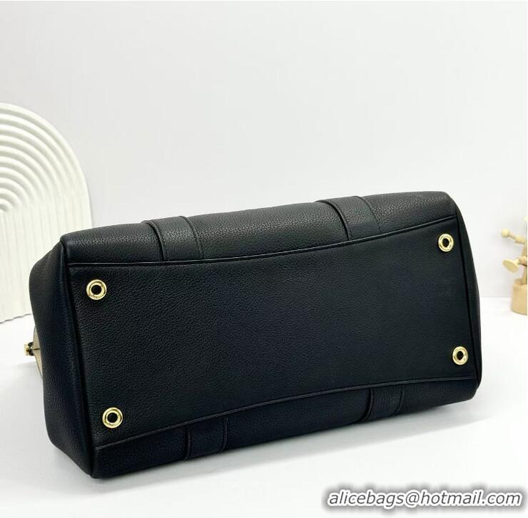 Super Quality Loro Piana Loom 32 Original Grained Top Leather Bag L5040 Black