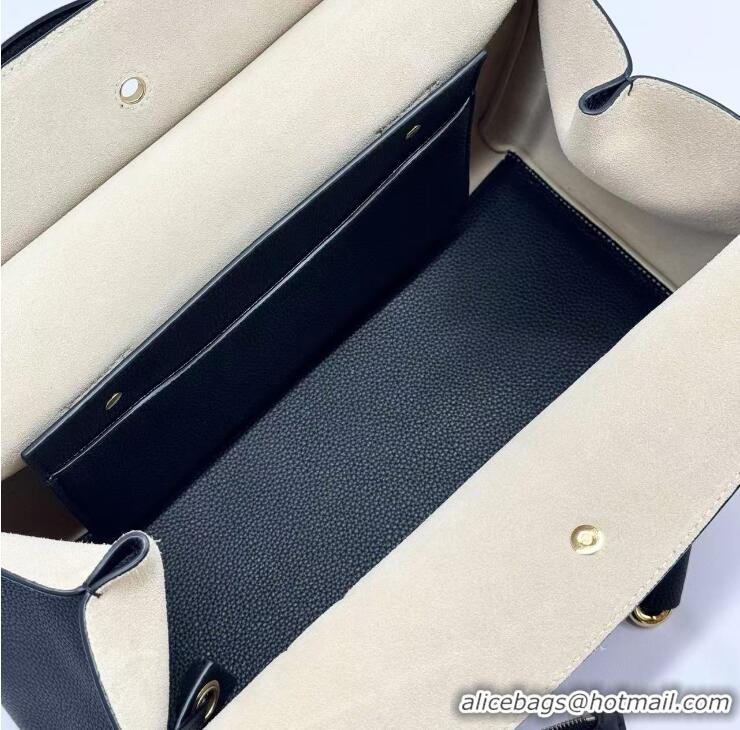 Super Quality Loro Piana Loom 32 Original Grained Top Leather Bag L5040 Black