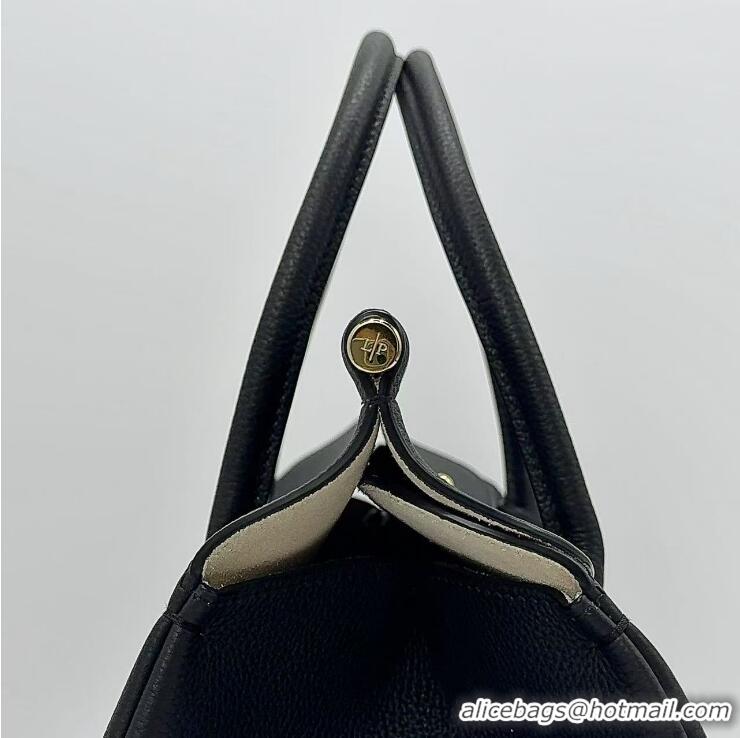 Super Quality Loro Piana Loom 32 Original Grained Top Leather Bag L5040 Black
