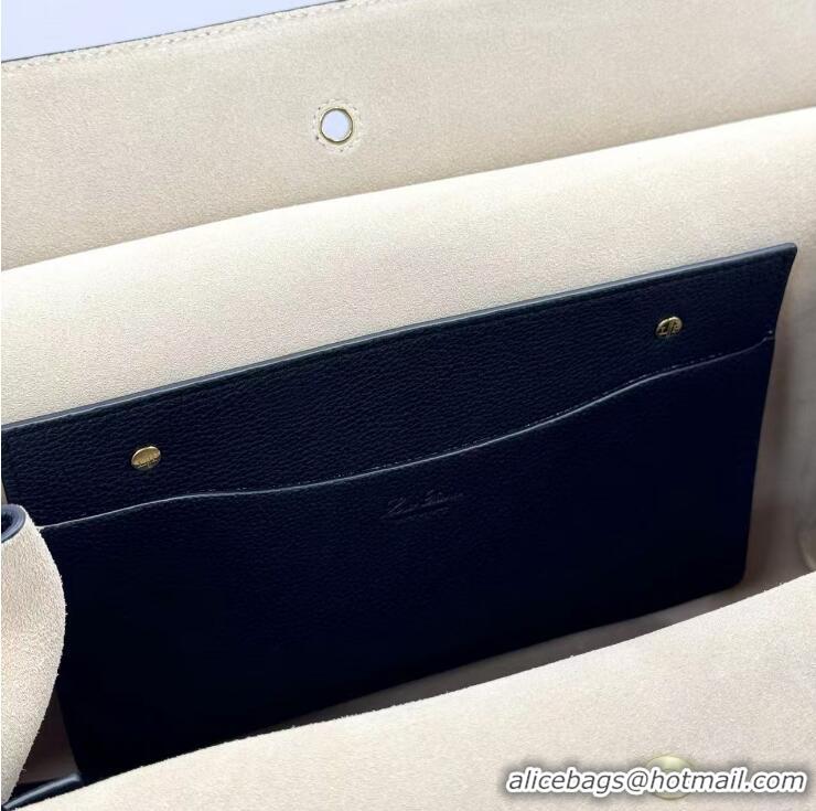 Super Quality Loro Piana Loom 32 Original Grained Top Leather Bag L5040 Black