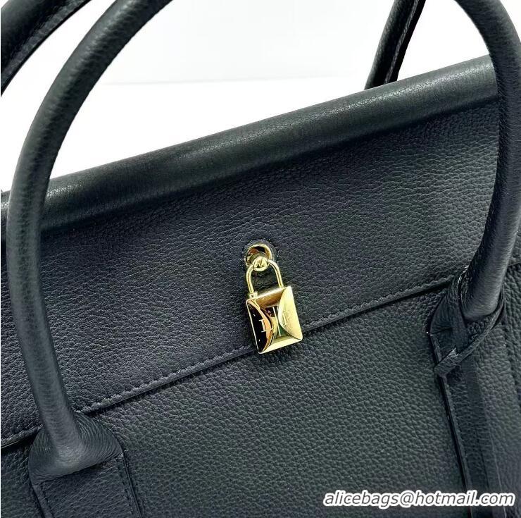 Super Quality Loro Piana Loom 32 Original Grained Top Leather Bag L5040 Black