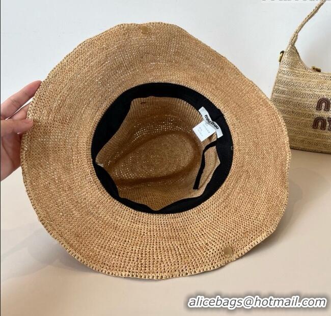Buy Discount Miu Miu Straw Wide Brim Hat with Red Cord M7025 2025