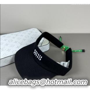 Luxury Discount Miu Miu Canvas Visor Hat 0617 Black 2025