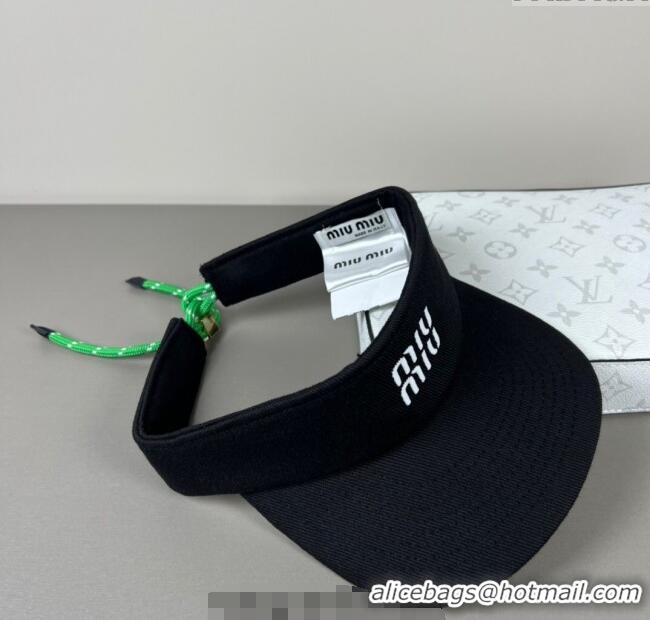 Luxury Discount Miu Miu Canvas Visor Hat 0617 Black 2025
