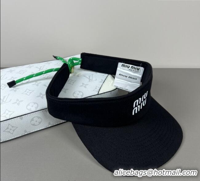 Luxury Discount Miu Miu Canvas Visor Hat 0617 Black 2025