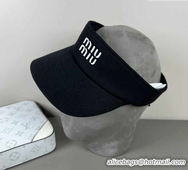 Luxury Discount Miu Miu Canvas Visor Hat 0617 Black 2025