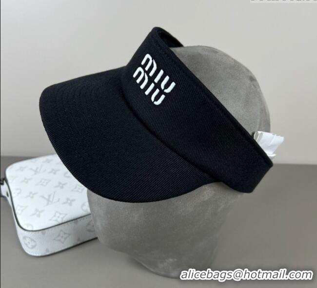 Luxury Discount Miu Miu Canvas Visor Hat 0617 Black 2025