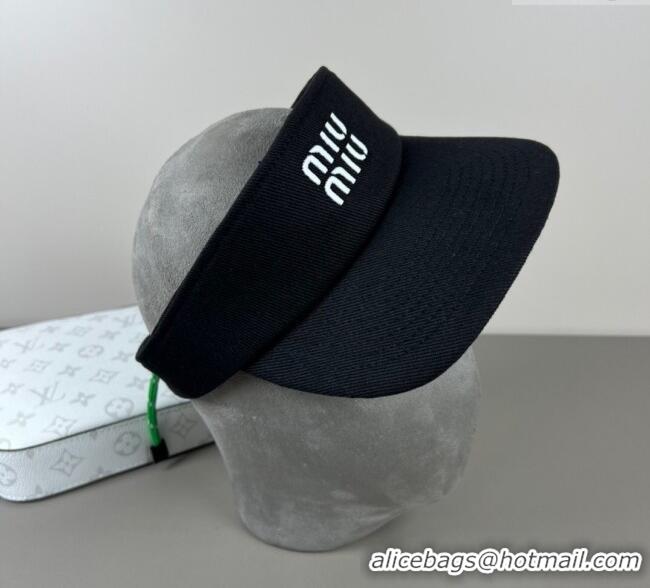 Luxury Discount Miu Miu Canvas Visor Hat 0617 Black 2025