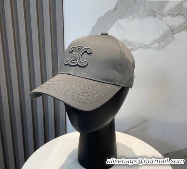 Low Price Celine Canvas Baseball Hat Triomphe 0617 All Grey 2025