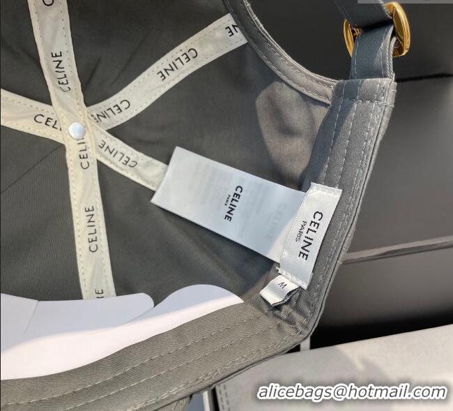 Low Price Celine Canvas Baseball Hat Triomphe 0617 All Grey 2025