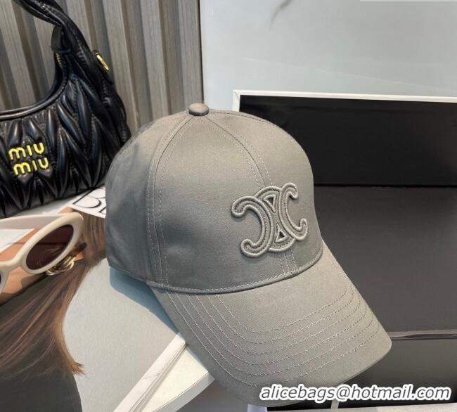 Low Price Celine Canvas Baseball Hat Triomphe 0617 All Grey 2025