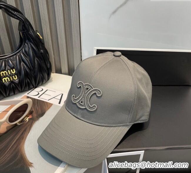 Low Price Celine Canvas Baseball Hat Triomphe 0617 All Grey 2025