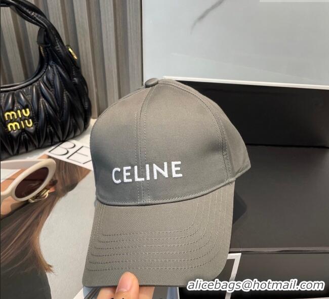 Unique Grade Celine Canvas Baseball Hat with CELINE 0617 Grey 2025