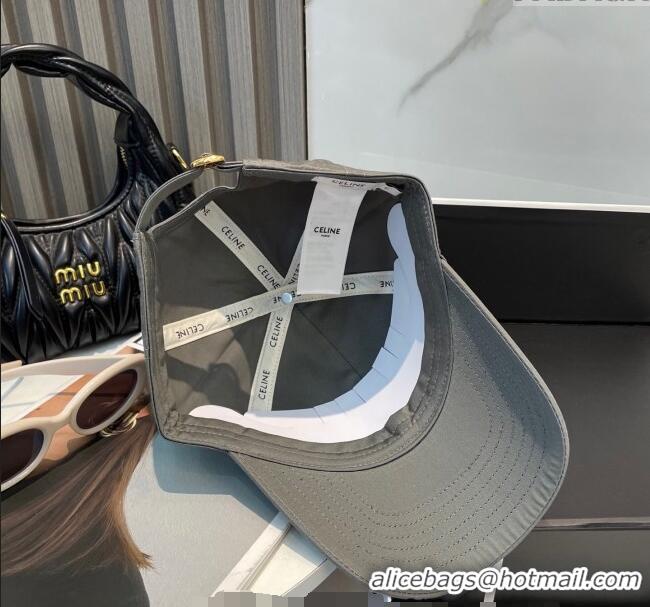 Luxury Discount Celine Canvas Baseball Hat with C 0617 Grey 2025