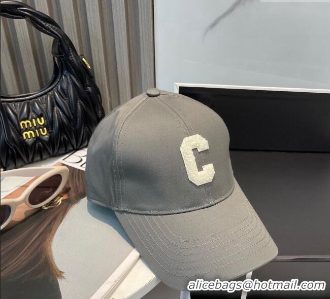 Luxury Discount Celine Canvas Baseball Hat with C 0617 Grey 2025