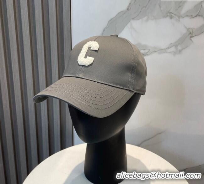 Luxury Discount Celine Canvas Baseball Hat with C 0617 Grey 2025