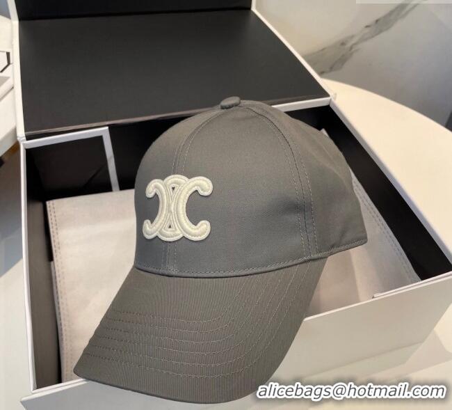 Good Taste Celine Canvas Baseball Hat Triomphe 0617 Grey/White 2025
