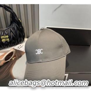 Luxury Cheap Celine Canvas Baseball Hat with Logo 0617 Grey 2025