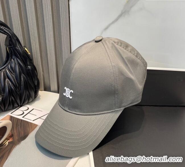 Luxury Cheap Celine Canvas Baseball Hat with Logo 0617 Grey 2025