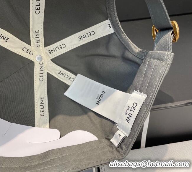 Luxury Cheap Celine Canvas Baseball Hat with Logo 0617 Grey 2025