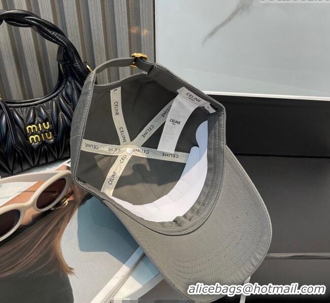 Luxury Cheap Celine Canvas Baseball Hat with Logo 0617 Grey 2025