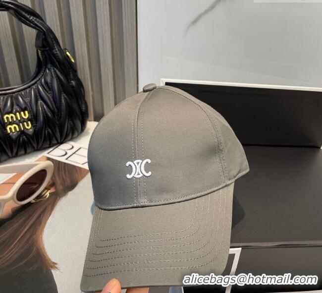 Luxury Cheap Celine Canvas Baseball Hat with Logo 0617 Grey 2025