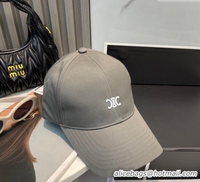 Luxury Cheap Celine Canvas Baseball Hat with Logo 0617 Grey 2025