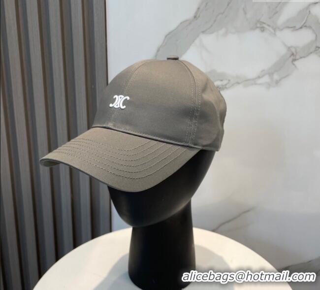Luxury Cheap Celine Canvas Baseball Hat with Logo 0617 Grey 2025