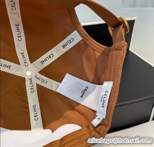 Good Product Celine Canvas Baseball Hat Triomphe 0617 Brown/White 2025