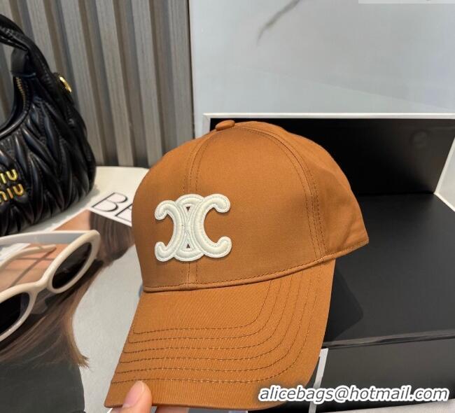 Good Product Celine Canvas Baseball Hat Triomphe 0617 Brown/White 2025